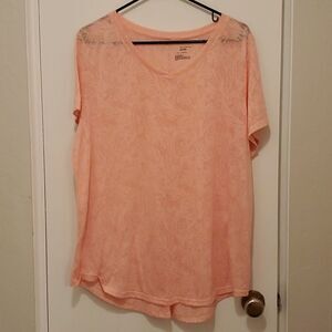 Take Gear dry Tek workout yoga short sleeve t shirt top sz 1X sheer peach color